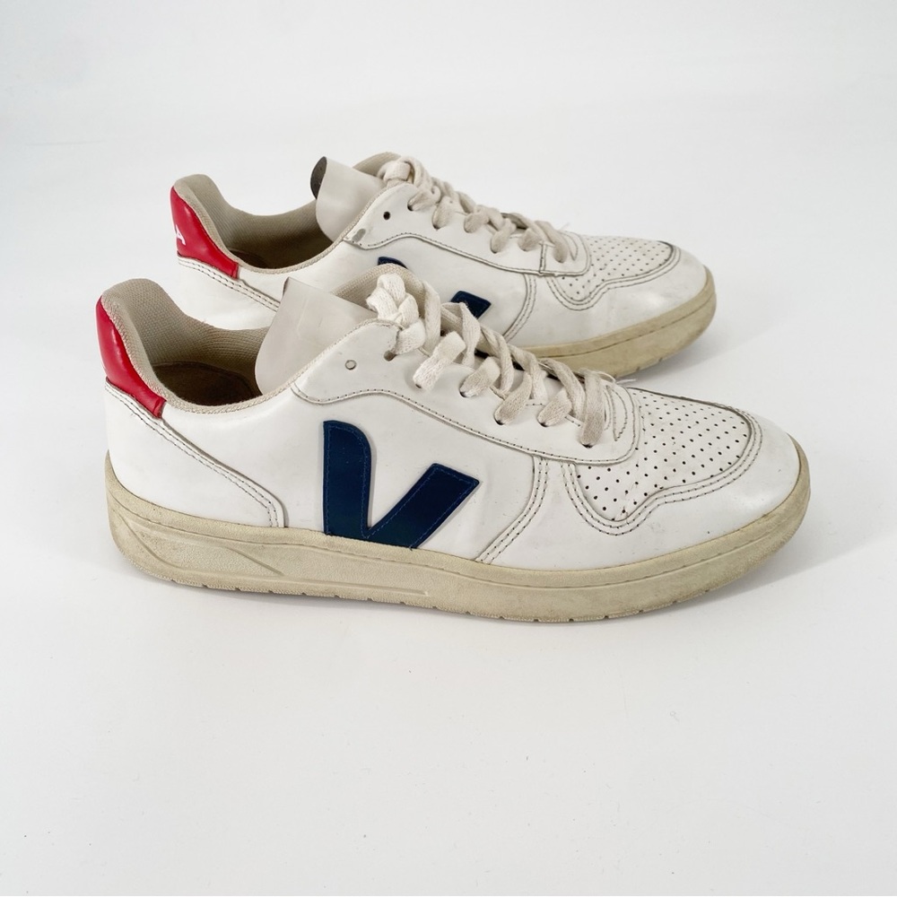 VEJA Women’s V-10 Extra White Nautico Pekin Navy & Red 9